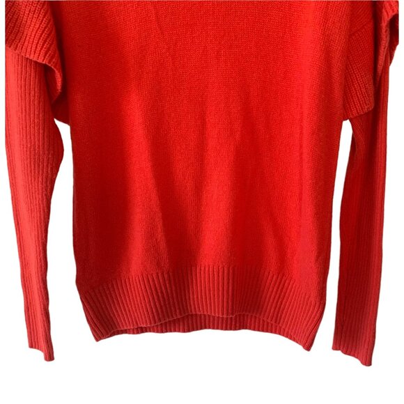 ANN TAYLOR Coral Wool-Blend Crewneck Ruffle Shoulder Sweater NWT Size Small - Picture 4 of 7